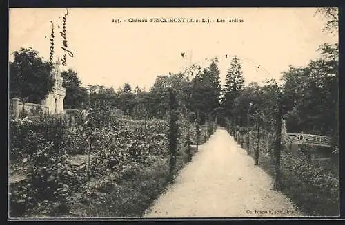 AK Esclimont, Les Jardins du Château avec allée arborée