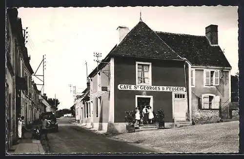 AK Souancé-au-Perche, Café St Georges D. Feugère an der Strasse nach Nogent-le-Rotrou