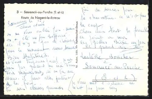 AK Souancé-au-Perche, Café St Georges D. Feugère an der Strasse nach Nogent-le-Rotrou