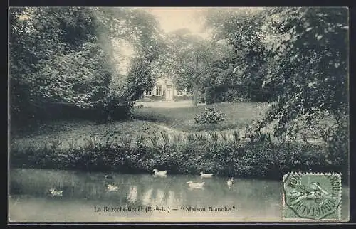 AK La Bazoche-Gouet, Vue de la Maison Blanche et du parc avec étang et canards