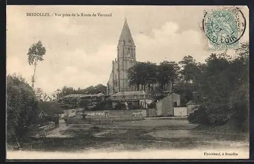 AK Brezolles, Vue prise de la Route de Verneuil