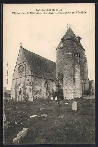 AK Faverolles, L`Église du XIIIe siècle et clocher reconstruit au XVe siècle