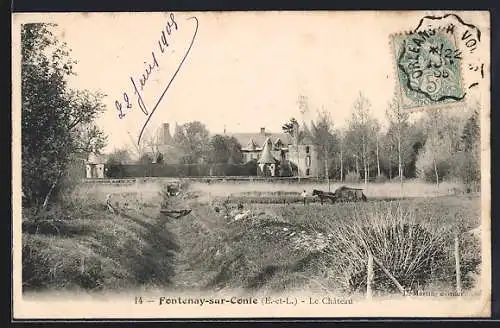 AK Fontenay-sur-Conie, Le Château et paysage environnant