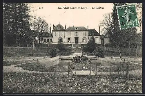 AK Thivars, Le Château et jardin avec bassin