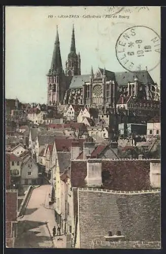 AK Chartres, Cathédrale et Rue du Bourg