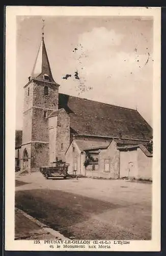 AK Prunay-le-Gillon, L`Église et le Monument aux Morts