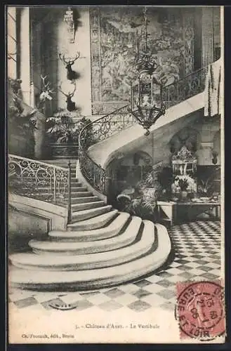 AK Anet, Le Vestibule du Château avec escalier et décorations élégantes