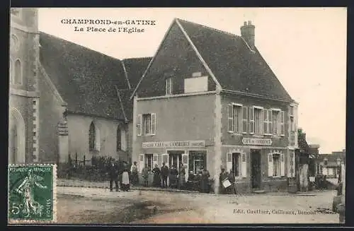 AK Champrond-en-Gâtine, La Place de l`Église