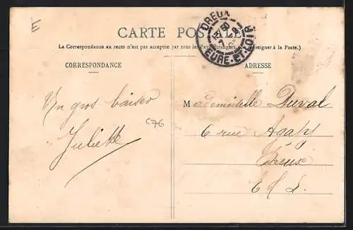 AK Abondant, Écoles de Filles avec élèves devant l`entrée