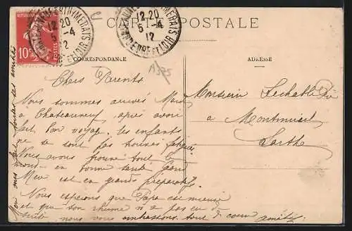 AK Châteauneuf-en-Thymerais, Vue prise Rue de Verneuil avec enfants sur la route