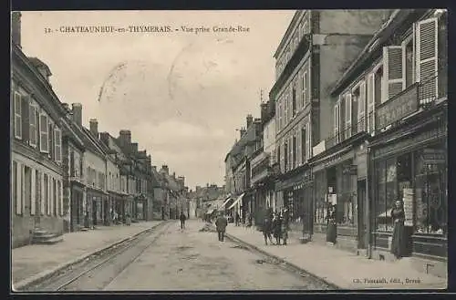 AK Châteauneuf-en-Thymerais, Vue prise Grande-Rue