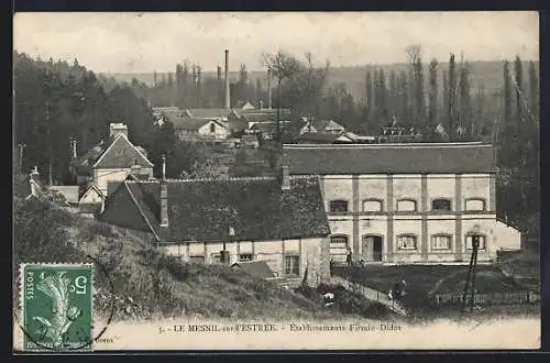 AK Le Mesnil-sur-l`Estrée, Établissements Firmin-Didot et paysage industriel environnant