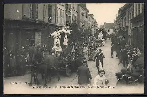 AK Cloyes, Mascarade du 24 Mars 1912, Défilé, Le Nid de Pierrots