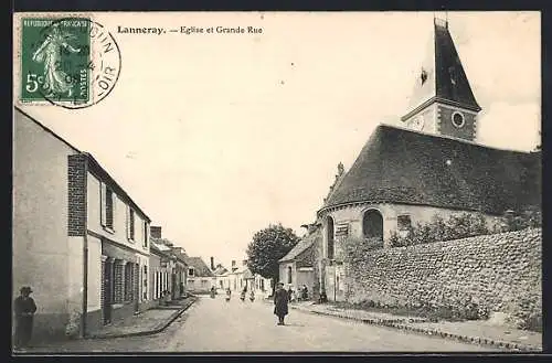 AK Lanneray, Église et Grande Rue