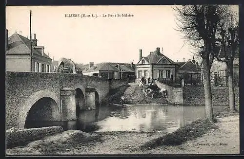 AK Illiers, Le Pont St-Hilaire et la rivière en arrière-plan