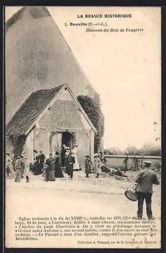 AK Bouville, Hameau du Bois de Feugères et église restaurée du XVIIIe siècle