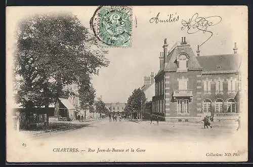 AK Chartres, Rue Jean-de-Beauce et la Gare