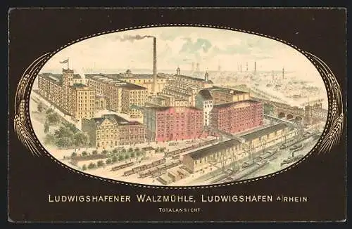 AK Ludwigshafen a. Rhein, Totalansicht der Ludwigshafener Walzmühle