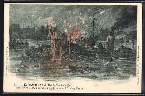 AK Schiffs-Katastrophe a. d. Elbe b. Nienstedten am 20. Juli 1902, Seenotrettung