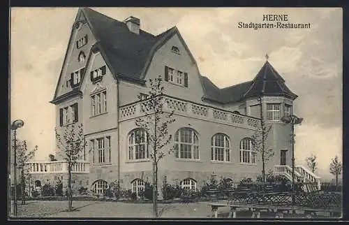 AK Herne, Blick auf das Stadtgarten-Restaurant