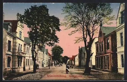 AK Brunsbüttelkoog, Koogstrasse mit Geschäfte und Fussgänger