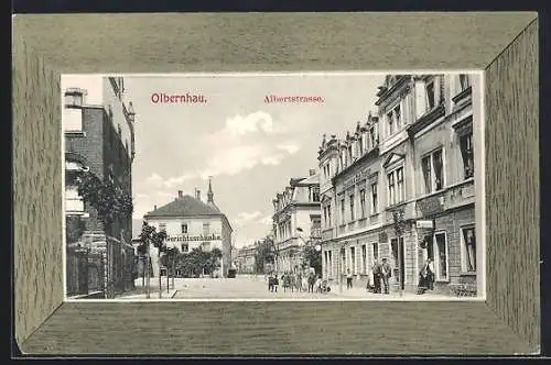 AK Olbernhau, Albertstrasse mit Gerichtsschänke