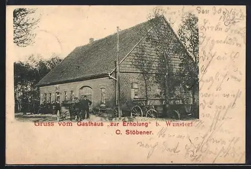 AK Wunstorf, Gasthaus zur Erholung, Bes. C. Stöbener, Aussenansicht