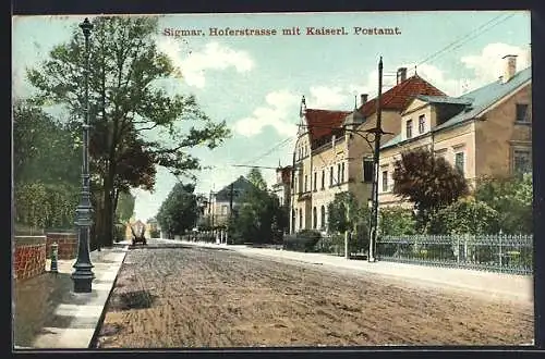 AK Siegmar, Hoferstrasse mit Kaiserl. Postamt