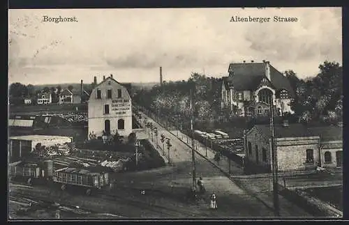 AK Borghorst, Altenberger Strasse aus der Vogelschau