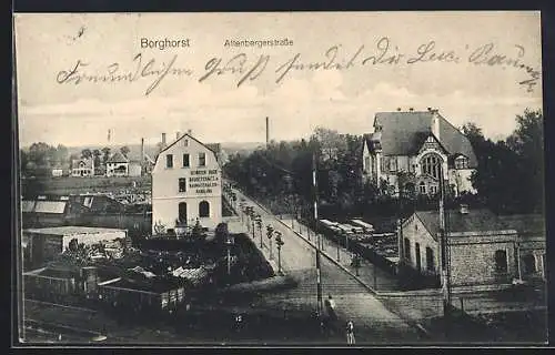 AK Borghorst, Altenberger Strasse aus der Vogelschau