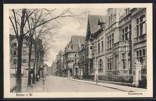 AK Herne i. W., Blick in die Schulstrasse