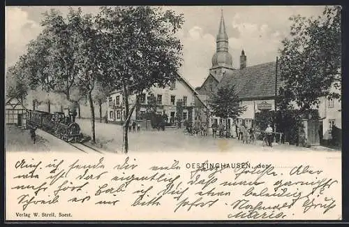 AK Oestinghausen, Strassenpartie mit Gasthaus zum Stern