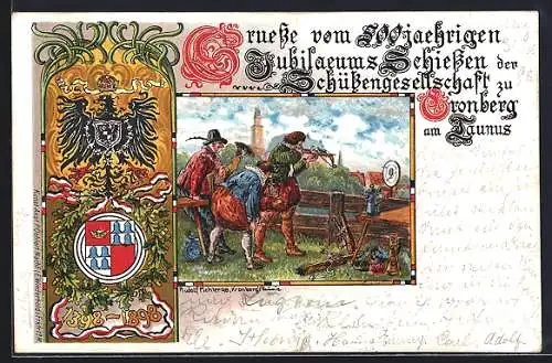 Künstler-AK Kronberg, Jubiläumsschiessen der Schützengesellschaft, Wappen