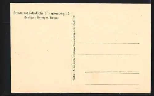 AK Frankenberg i. S., Restaurant Lützelhöhe, Bes. Hermann Berger