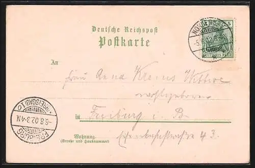 Lithographie Norderney, Kaiserstrasse, Seehospiz, Ortsansicht aus der Vogelschau