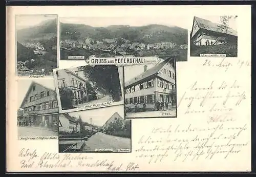 AK Petersthal /Schwarzwald, Hotel Badischer Hof, Kaufmann J. Hoferer-Stutz und Post