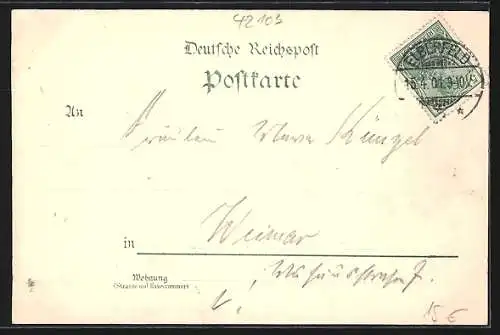 Lithographie Elberfeld, Haupt-Bahnhof mit Hotel Kaiserhof, goldene Medaille Ehren-Preis 1895