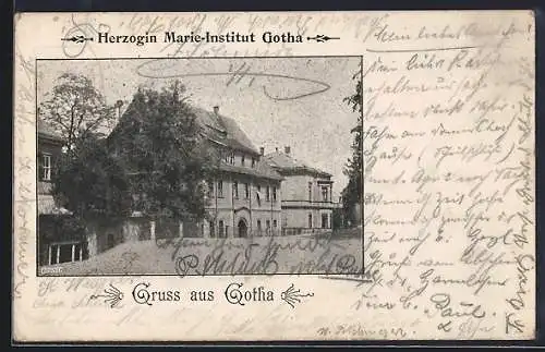 AK Gotha, Herzogin Marie-Institut, Aussenansicht