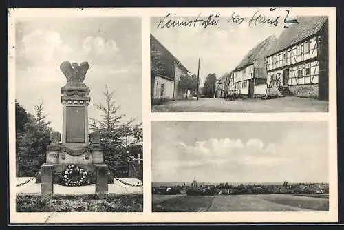 AK Hayn / Harz, Kriegerdenkmal und Ortsansichten