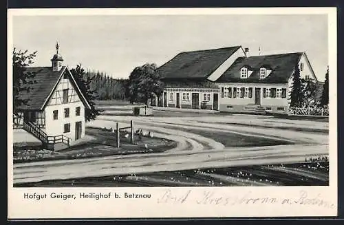 Künstler-AK Heiligenhof / Betznau, Strassenpartie mit Hofgut Geiger