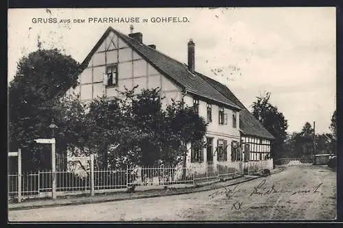 AK Gohfeld / Herford, Pfarrhaus mit Strasse