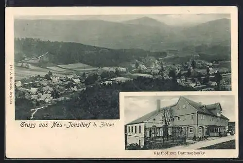 AK Kurort Jonsdorf, Gasthof zur Dammschenke, Panorama