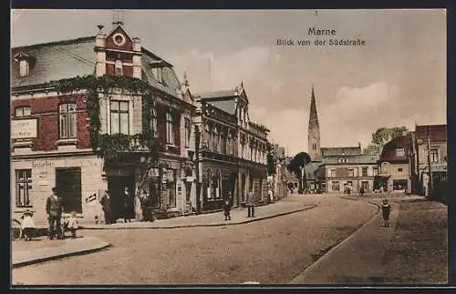 AK Marne / Holstein, Süderstrasse mit Blick zum Markt