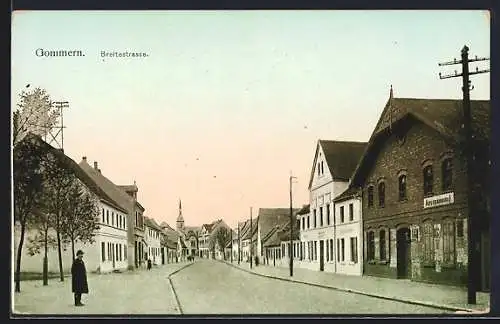 AK Gommern / Magdeburg, Breitestrasse mit Gasthof Ausspannung