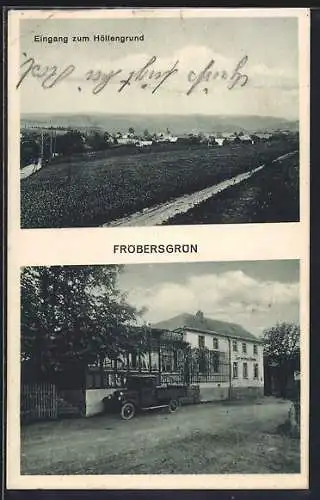 AK Fröbersgrün, Eingang zum Höllengrund, Gasthaus Zur goldenen Sonne