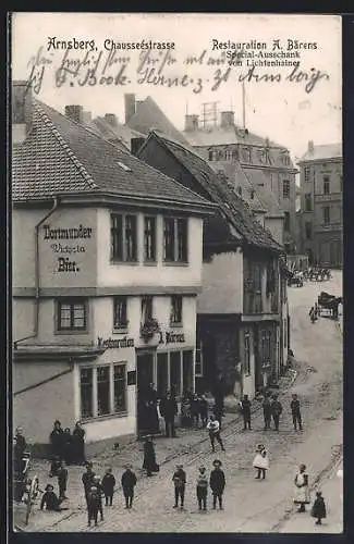 AK Arnsberg / Sauerland, Chausseestrasse mit Restaurant von A. Bärens