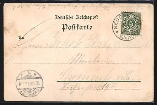 Lithographie Salmbach, Gasthaus zum Löwen, Blick nach Engelsbrand, Reichenbach