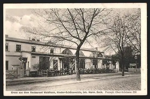 AK Nieder-Schöneweide, Restaurant Waldhaus von H. Bock, Berliner Strasse 81 (jetzt Schnellerstrasse)