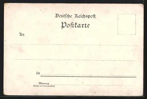 Lithographie Höntrop, Restaurant F. Springob, Postamt, Kriegerdenkmal