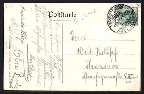 AK Vardeilsen, Kriegerfest 1907, Posthülfsstelle, Kirche, Totalansicht